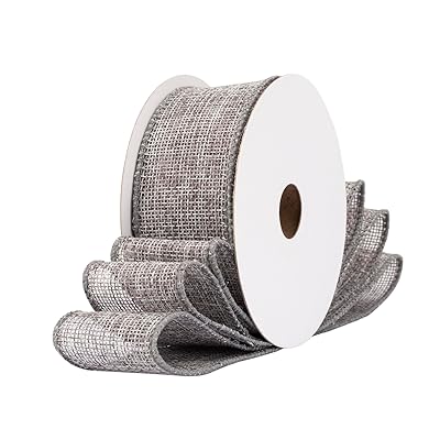 メタルグレーの幅38mm ワイヤードバーラップリボン、ギフト包装、リース作り、クリスマスツリーの装飾、DIY手芸、花束ラッピング、結婚式用に - 9M/巻