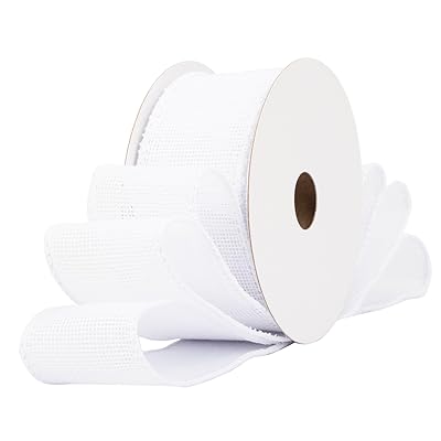 ホワイトの幅38mm ワイヤードバーラップリボン、ギフト包装、リース作り、クリスマスツリーの装飾、DIY手芸、花束ラッピング、結婚式用に - 9M/巻