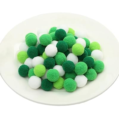 ポンポンボール 直径約15mm 小玉 毛球 グリーン系 ミックス　200個入り フェルトボール 玉 DIY 人形 ぬ..