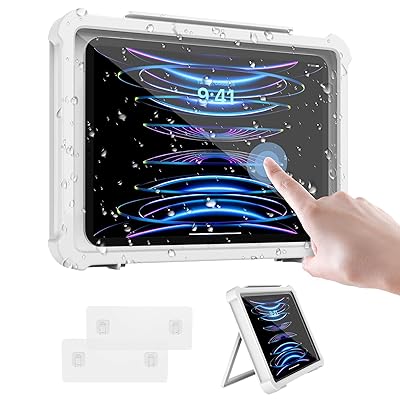 タブレット防水ケース お風呂 iPad お風呂 ケース タブレット/スマホ兼用 厚さ12mm/11inまでに対応 壁掛けホルダー 360°回転 防霧 貼り付けタイプ タッチパネル操作可能 浴室 洗面所 トイレ キッチン iPad mini7/iPad
