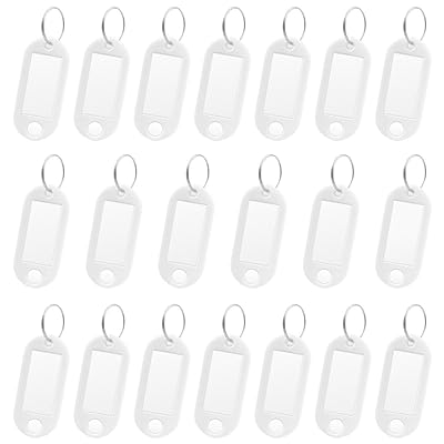 スプリットリング付きキータグ プラスチック 60x21 mm - 白色の柔軟なマーク荷物タグ 20個入 (白色) スプリットリング付きキータグ プラスチック 60x21 mm - 白色の柔軟なマーク荷物タグ 20個入 (白色)