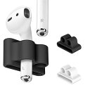 (2個パック) AirPodsホルダー対応 ポータブル 紛失防止シリコン Apple AirPod対応 AirPodsアクセサリーに対応 (ブラック+ホワイト)