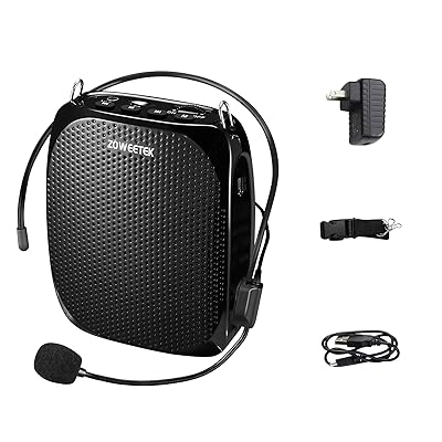 拡声器 ハンズフリー ポータブル拡声器 小型 ミニ 大音量 メガホン 有線マイク型付き 音楽再生可能 ACアダプタ付属 USBメモリー・microSDカード対応 ヘットマイク拡声器 イベント、講演、運動会、店頭販売、街頭演説、観光ガイドなどに最適！！