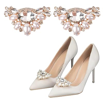 シューズクリップ [1ペア] シューズアクセサリー パンプス 飾り パール クリスタル キラキラ おしゃれ 靴飾り 汎用性 耐久性 ワンタッチ着脱 取り外し可能 結婚式 パーティー
