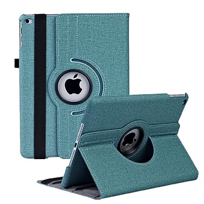 iPad 9.7 2018/2017ケース 新型（Newモデル)/iPad Air/iPad Air2カバー iPad 9.7インチ（第6、5世代）軽量 手帳型 360度回転スタンド オートスリープ機能 3段階調節可能 固定バンド 脱落防止耐衝撃 耐