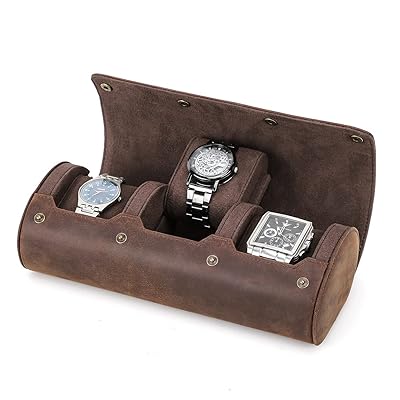 本革腕時計ロール 腕時計収納ケース 腕時計収納ボックス 3本用 レザー防水 耐衝撃 時計ケース 収納 腕..
