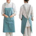 エプロン レディース おしゃれ シンプル 女性用 男性用 かぶるだけ 撥水 防水 人気 カフェエプロン スタッフエプロン 無地 保育士 レストラン 美容師 お食事エステ 男女兼用 脫着簡単 (ブルー)