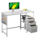 Maihail パソコンデスク引き出し付き 学習机 pcデスク 幅100cm×奥行48cm ゲーミングデスク白 左右入替可 在宅ワーク デスク オフィスデスク 勉強机 白(3)