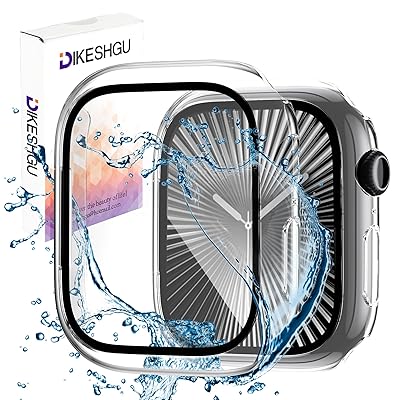 for Apple Watch 防水ケース Series10 42mm/46mm アップルウォッチ シリーズ 10用保護カバー ガラスフィルム 一体型 PC素材 タッチ感良好 全面保護 装着簡単 耐衝撃 高透過率 指紋防止 傷防止(クリア,46mm)