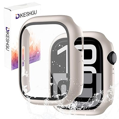 for Apple Watch 防水ケース Series10 42mm/46mm アップルウォッチ シリーズ 10用保護カバー ガラスフィルム 一体型 PC素材 タッチ感良好 Apple Watch 10 アクセサリー (スターライト,46mm)