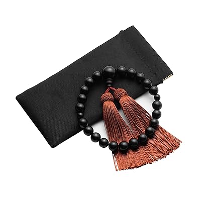 数珠 男性用 葬儀 念珠 縞黒檀 艶あり 22玉 数珠入れ 葬式 墓参り 法事 念誦 全ての宗派に使用可能 (天..