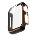 スマートウォッチ保護ケース・Apple Watch Series 9/8/7用 ケース ガラスフィルム ケース カバー 全面保護 液晶カバー アップルウォッチ シリーズ7 41mm用 ハードケース 保護ケース フィルム一体 装着簡単[41mm(ブラッ(2)