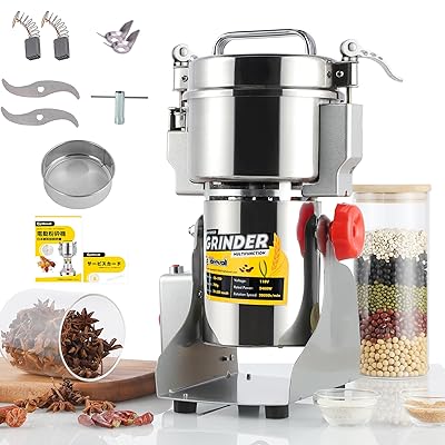 製粉機 400g 電動粉砕機 スイング型 穀物粉末機 蓋開けたら作業停止・安全 1分間に微粉末・ハイパワー ..