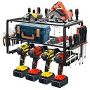 Rxakuded 電動工具 収納 ツールキャビネット 電動ツールドリル用 3段 鉄 壁マウントスタイルツールストレージ パワーツールドリル用 多機能