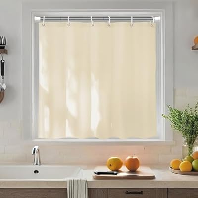 シャワーカーテン 小窓 目隠し 防水 短め 防カビ ユニットバス 浴室窓 お風呂窓 60cm丈 カフェ