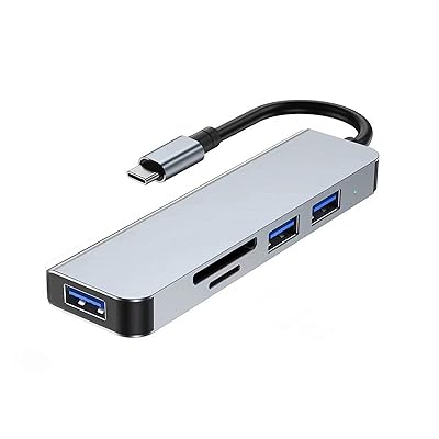 USB C ハブ 5in1、USB C ハブ マルチポート アダプター、USB-C - USB 3.0 & USB 2.0、USB-C - SD/TF スロット搭載 スリム設計 軽量 リモート テレワーク 在宅勤務