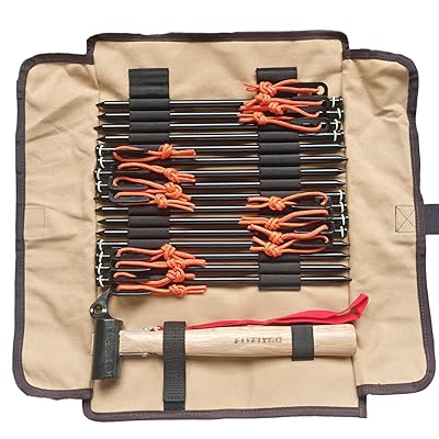 テントペグ スチール製 ソリッド 20cm/25cm/30cm キャンプ設営用具 夜光ゴムリング付き 収納袋付き 反..