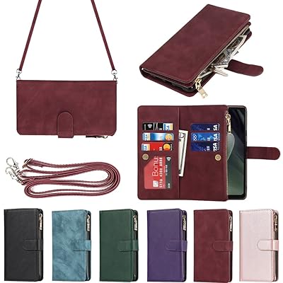 AQUOS Sense7 Plus A208SH ケース アクオス Sense 7plus 縄掛けケース 手帳型 財布型 ICカード コインポケット ストラップ付き カード 収納 小銭入れ ファスナーポケット付き PUレザー 6色レッド
