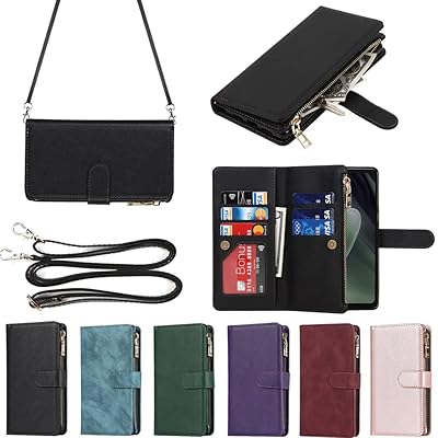 AQUOS Sense7 Plus A208SH ケース アクオス Sense 7plus 縄掛けケース 手帳型 財布型 ICカード コインポケット ストラップ付き カード 収納 小銭入れ ファスナーポケット付き PUレザー 6色ブラック