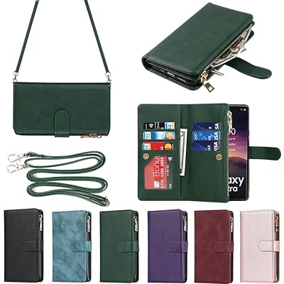 サムスン ギャラクシー for Samsung Galaxy S23 Ultra ケース for galaxy s23ultra 縄掛けケース 手帳型 財布型 ICカード コインポケット ストラップ付き カード 収納 小銭入れ ファスナーポケット付き