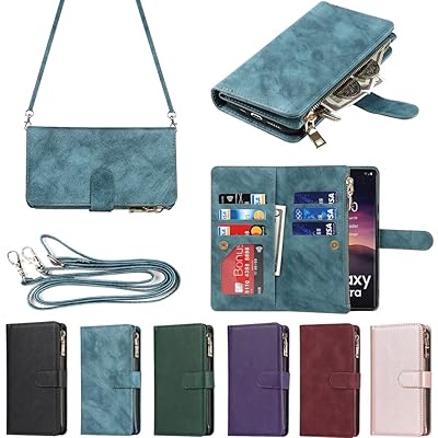 サムスン ギャラクシー for Samsung Galaxy S23 Ultra ケース for galaxy s23ultra 縄掛けケース 手帳型 財布型 ICカード コインポケット ストラップ付き カード 収納 小銭入れ ファスナーポケット付き