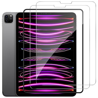 ipad pro 11 M2 2022 インチ フィルム/ipad air 第5世代/第4世代 ガラスフィルム, 用 強化 ガラス 保護 フイルム ガイド枠付き, 【2枚セット】