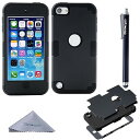iPod Touch 7 ケース iPod Touch 6/5 ケース 衝撃吸収 三重構造 全面保護 ソフトシリコン+ハードPC 傷防止 アイポットタッチ 第7/6/5世代対応 ブラック