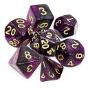 7個 多面体のダイス サイコロ 16mm D20 D12 D10 D8 D6 D4 Dungeons and Dragons 、DND、 TRPG、 MTGなどテーブルゲーム用 (パープル ブラック 星空)(3)