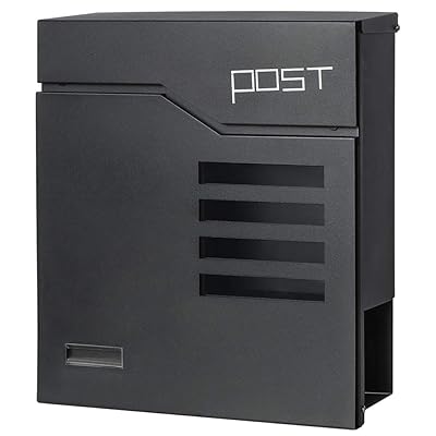（ジェスマット）メールボックス 郵便受け ポスト 大型 ファミリーポスト キーロック式 新聞受け ブラック 35*33*10cm(938-Black)