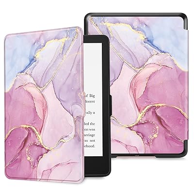 for Kindle Paperwhite ケース/Paperwhite シグニチャー エディション (第11世代) 2021年発売 6.8インチ 用 保護カバー 軽量 薄型 オートスリープ機能付き(柄XマーブルピンクA)