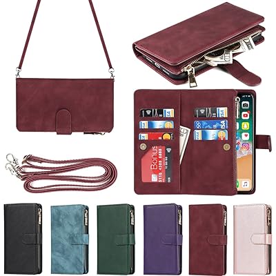 アイフォンfor iPhone X/XS ケース for iPhoneXS for iPhoneX 縄掛けケース 手帳型 財布型 ICカード コインポケット ストラップ付き カード 収納 小銭入れ ファスナーポケット付き PUレザー 6色 レッド アイフォンfor iPhone X/XS ケース for iPhoneXS for iPhoneX 縄掛けケース 手帳型 財布型 ICカード コインポケット ストラップ付き カード 収納 小銭入れ ファスナーポケット付き PUレザー 6色 レッド