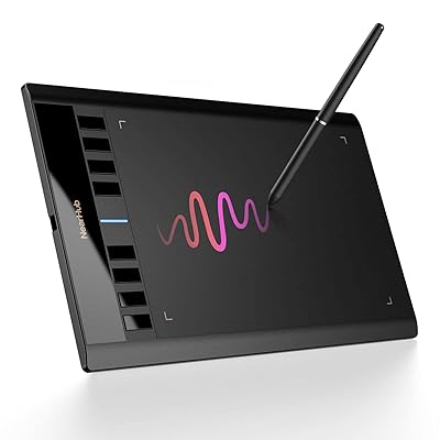NearHub ペンタブ 板タブ お絵描き ペンタブレット 10×6インチ 薄型8mm「充電不要ペン付き/ショートカットキー/8個8192レベル筆圧/±60°傾き検知」Window/Mac/Chrome OS 88/Android 6.0/Linux