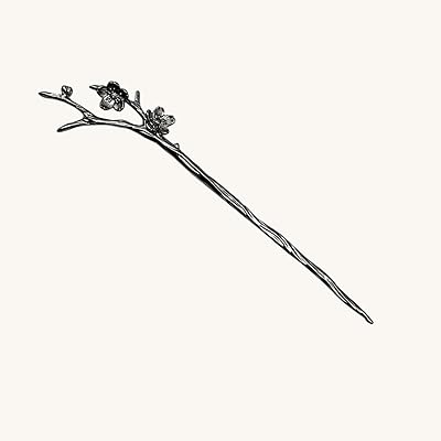 かんざし スティック かんざし ヘアスティック 一本挿し シンプル ヘアアクセサリー 浴衣 ゆかた (桜-Hematite)