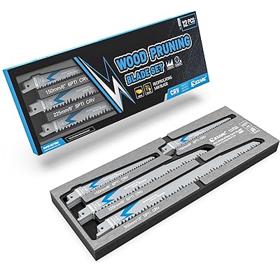 レシプロソー替え刃 枝切り用 150/225/300mm 電気のこぎり替え刃 木工用 セーバーソーブレードセット 生木 庭園剪定 木材切断 樹木剪定 プラスチックパイプ切断 12本組