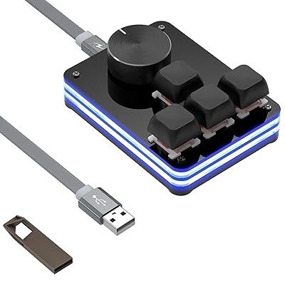 USBミニ4キー+ノブキーボード、片手メカニカルゲーミングキーボード。プログラマブルマクロ機能RGBサイレント赤軸メカニカルキーボード、Windows Xp/7/8/10/11 とMac OSに対応。