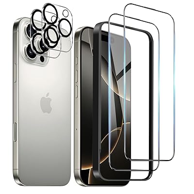 【4枚入り】iPhone 16 Pro 強化ガラスフィルム 6.3インチ 高透過率 全面保護フィルム 硬度9H 滑らかなタッチ操作 指紋付着防止 気泡防止 ガイド枠付き 貼り付けは簡単 【アイフォン16 プロ強化ガラスフィルム(2枚入り)＋レンズ保護
