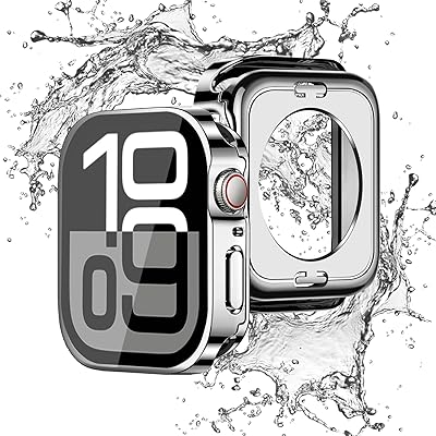 for Apple Watchケース【2 in 1防水設計】46/42mmアップルウォッチ保護ケース 強化ガラスフィルム 一体型 Series 10/9/8/7/6/SE/5/4 3D直角エッジデザイン PC素材 高タッチ感度 全面保護 衝撃吸収 A