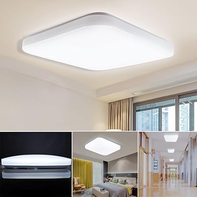 LEDシーリングライト 薄型 四角型 6畳 24W 昼光色 6000k 正方形 リビング 照明器具 シーリング 台所 簡単取付 天井照明 省エネ 長寿命 寝室 玄関 廊下 洋室 工事不要 部屋 (壁スイッチ リモコン無し)
