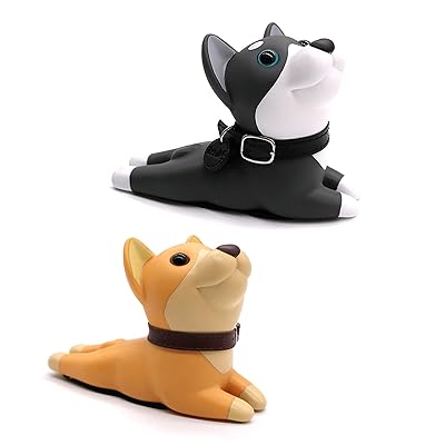 ドアストッパー 玄関 室内 かわいい犬の形 ストッパー 扉 滑り止め ドアストッパー ポルテ オフィス 部屋 入り口 ドア止め 扉開放用 2個セット（カーキ+グレー）