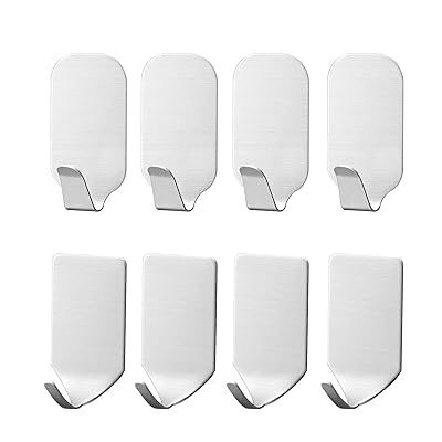 8個 ステンレススチール 多目的 粘着フック 壁掛けフック ト フック 壁フック 自己粘着メタルデ ールフック コートフック シャワー フック 斜めフック 傷つ...