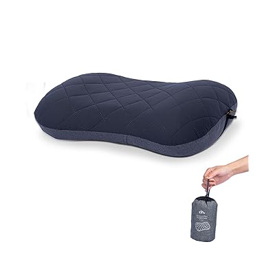 【（アィクライム）】★キャンプエアピロー/空気枕 TPU裏地/枕カバー洗濯可 ワンボダン/エア入/排気 弾..