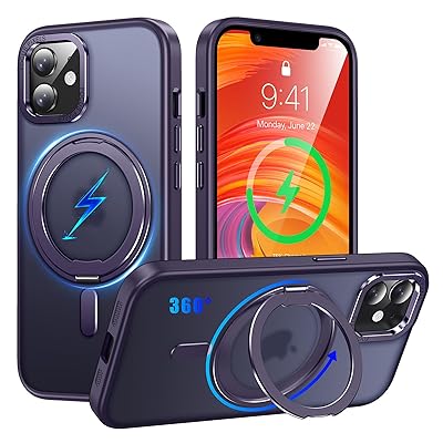 iPhone 11 用 ケース Magsafe対応 360°回転スタンド アイフォン11 カバー スマホケース アイホン 11 マグセーフ 携帯ケース ワイヤレス充電 対応 ストラップ穴付き 半透明 黄变防止 指紋防止 ・ パープル iPhone 11 用 ケース Magsafe対応 360°回転スタンド アイフォン11 カバー スマホケース アイホン 11 マグセーフ 携帯ケース ワイヤレス充電 対応 ストラップ穴付き 半透明 黄变防止 指紋防止 ・ パープル