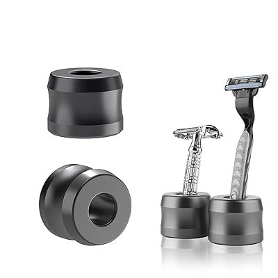 安全カミソリスタンド 2個パック 開口部直径 0.7インチ (18.5mm) 男性用シェービングスタンド 浴室カウンタートップ用 Gillette SkinGuard対応 (ダークグレー)