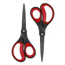 2本セット 21cm チタン グルーレス ハサミ はさみ 事務用 プレミアム フッ素コート ステンレス 快適なソフトハンドル 超鋭 手芸 いハサミ(あか/くろ)