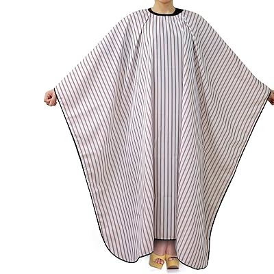 散髪ケープ 大人 散髪マント カッティングクロス ヘアーエプロン 刈布 美容エプロン 静電気防止 自宅 理容師 ブラウンストライプ 166*144cm