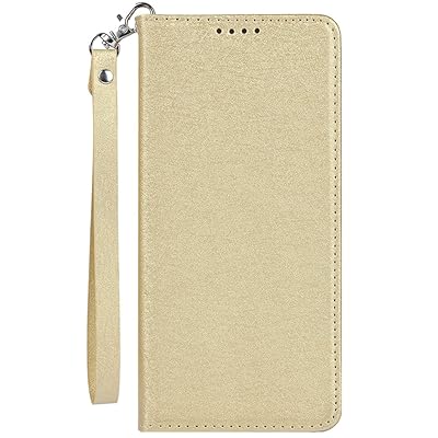 Xperia Ace 用 SO-02L ケース エクスぺリア エース SO-02L ケース カバー 薄型 高級PUレザー 手帳型 マグネット式 ベルトなし ストラップ付き カード収納 スマホケース ゴールド