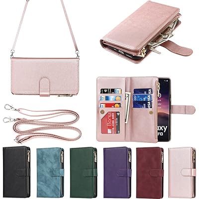 サムスン ギャラクシー for Samsung Galaxy S23 Ultra ケース for galaxy s23ultra 縄掛けケース 手帳型 財布型 ICカード コインポケット ストラップ付き カード 収納 小銭入れ ファスナーポケット付き