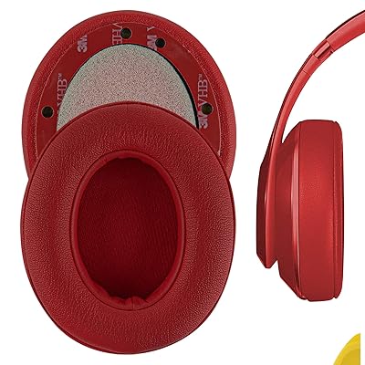 イヤーパッド QuickFit 互換性 パッド ビーツバイドクタードレ Beats Studio 3, Studio 3.0 Wireless (A1914) ヘッドホンに対応 イヤパッド/イヤークッション/イヤーカップ (プロテインレザー/赤)