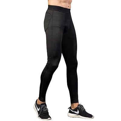 スポーツタイツ メンズ コンプレッション ロング タイツ パワーストレッチ レギンス アンダー UVカット 吸汗 速乾 防寒 blk S 1040