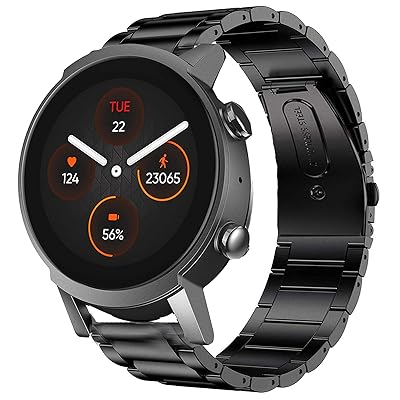 for Ticwatch E3 バンド, ステンレス メタル ベルト 交換バンド 対応 Ticwatch E3 スマートウォッチ (ブラック) for Ticwatch E3 バンド, ステンレス メタル ベルト 交換バンド 対応 Ticwatch E3 スマートウォッチ (ブラック)